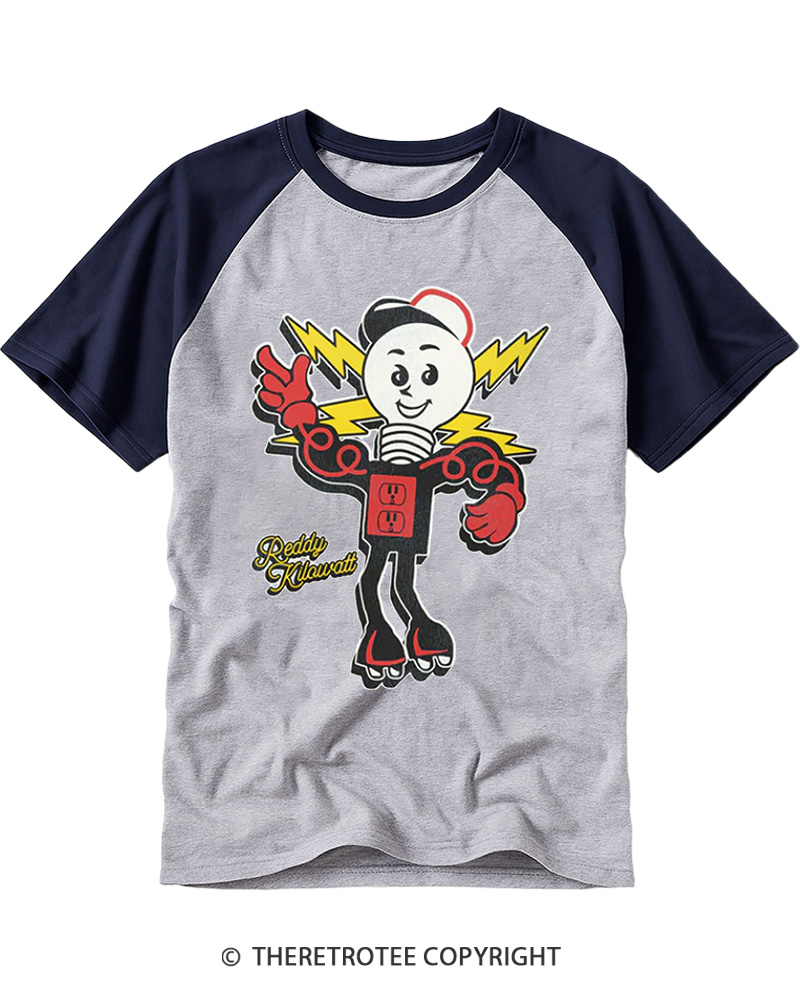 TheRetroTee Mid‑Century Corporate Mascot Revival Style 1950s Raglan Baseball T-Shirt