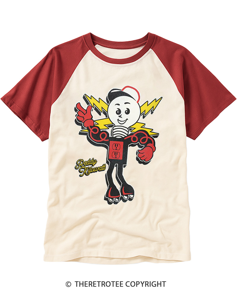 TheRetroTee Mid‑Century Corporate Mascot Revival Style 1950s Raglan Baseball T-Shirt