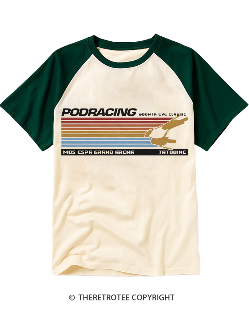 TheRetroTee Podracing 1980s Raglan Baseball T-Shirt
