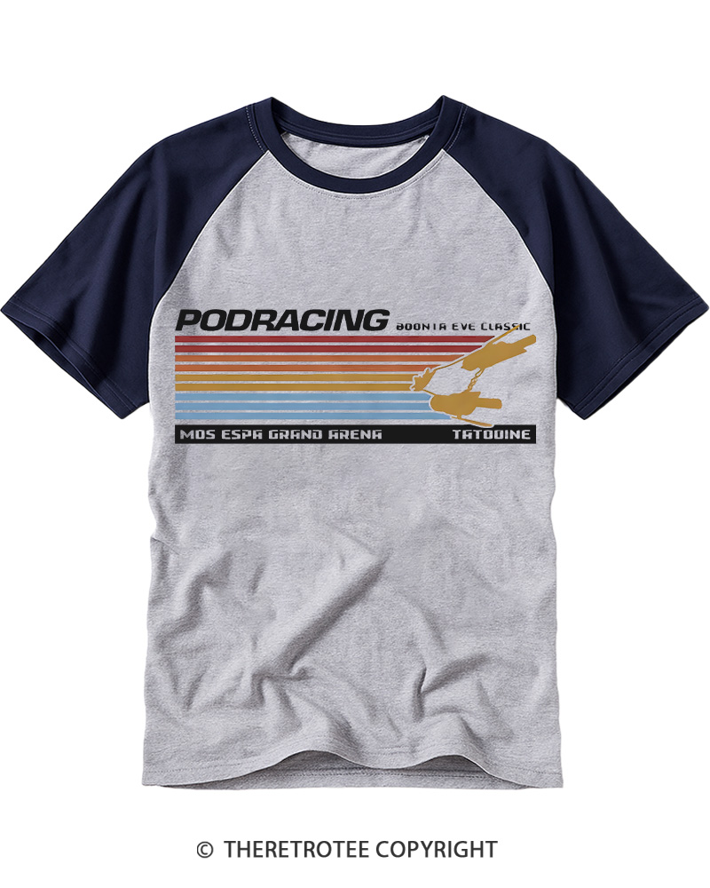 TheRetroTee Podracing 1980s Raglan Baseball T-Shirt