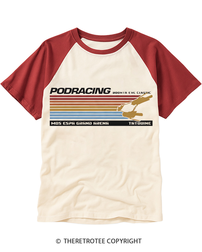 TheRetroTee Podracing 1980s Raglan Baseball T-Shirt