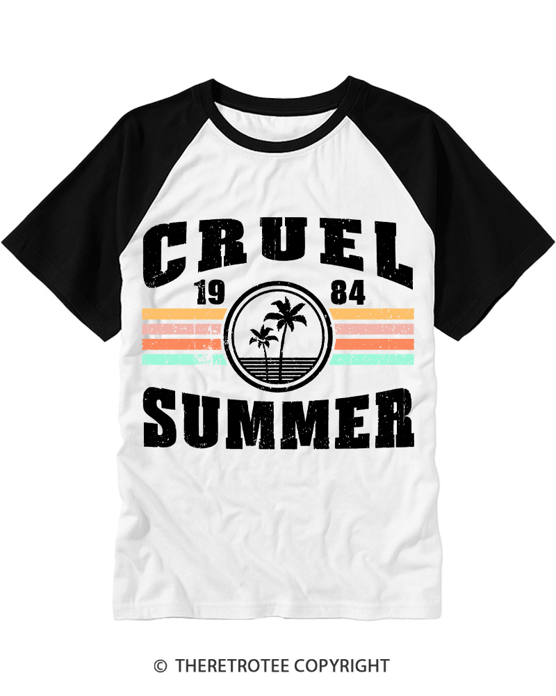 TheRetroTee Retro Old School Throw Back 1980s Raglan Baseball T-Shirt