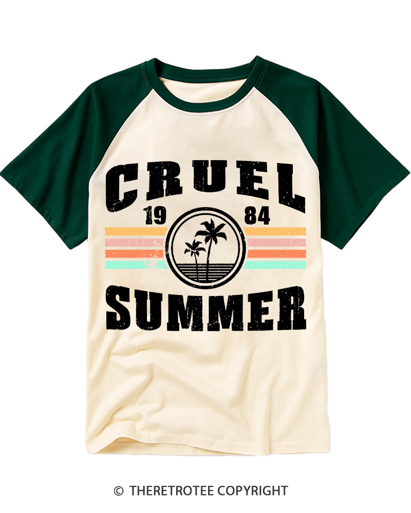 TheRetroTee Retro Old School Throw Back 1980s Raglan Baseball T-Shirt