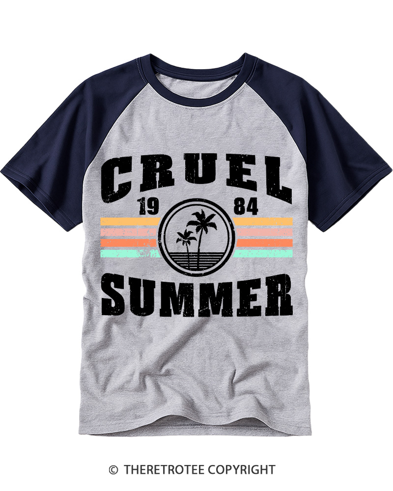 TheRetroTee Retro Old School Throw Back 1980s Raglan Baseball T-Shirt