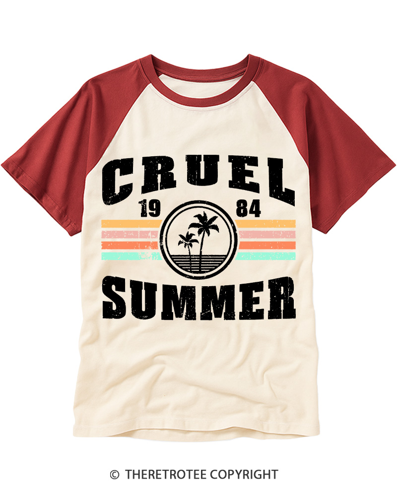 TheRetroTee Retro Old School Throw Back 1980s Raglan Baseball T-Shirt