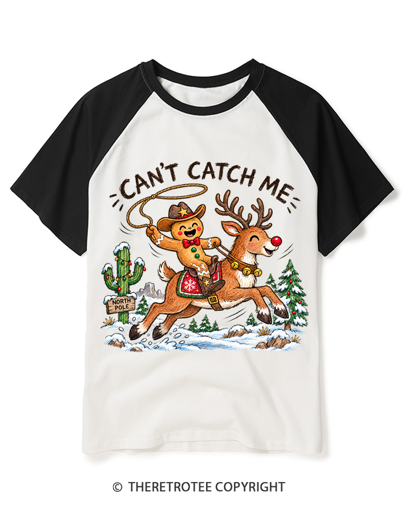 TheRetroTee Can't Catch Me Vintage Raglan Baseball T-Shirt
