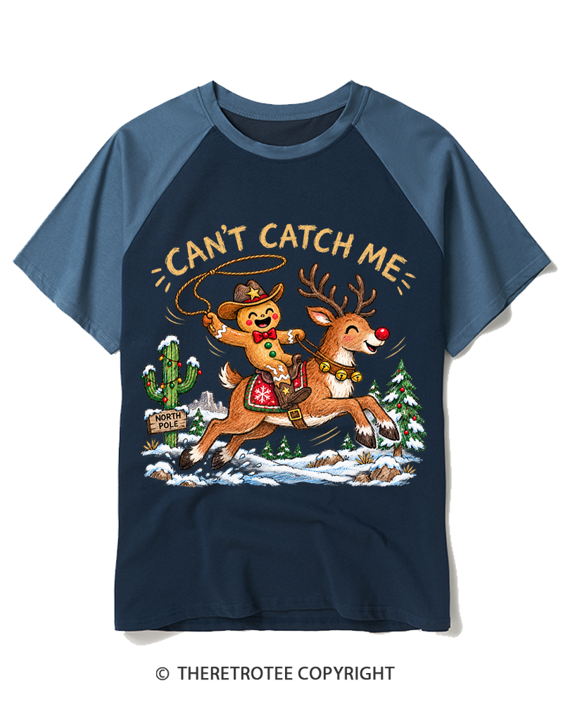 TheRetroTee Can't Catch Me Vintage Raglan Baseball T-Shirt