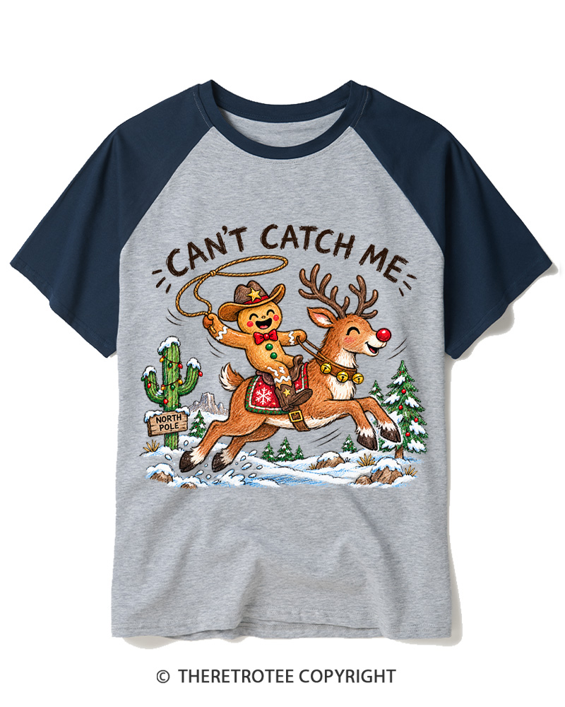 TheRetroTee Can't Catch Me Vintage Raglan Baseball T-Shirt