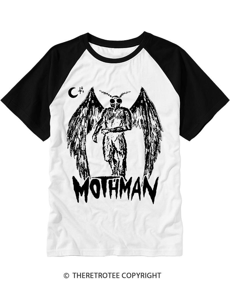 TheRetroTee Mothman Cryptozoology Raglan Baseball T-Shirt