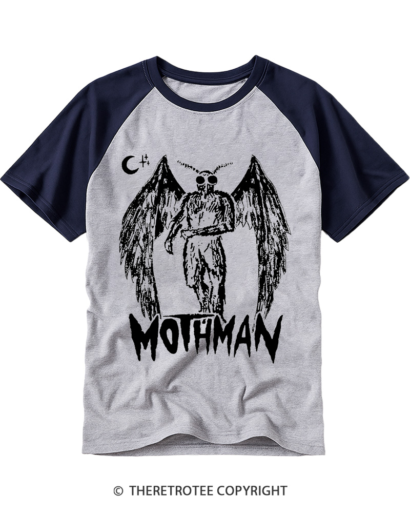 TheRetroTee Mothman Cryptozoology Raglan Baseball T-Shirt