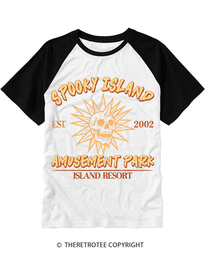 TheRetroTee Spooky Island Summer Spooky Raglan Baseball T-Shirt