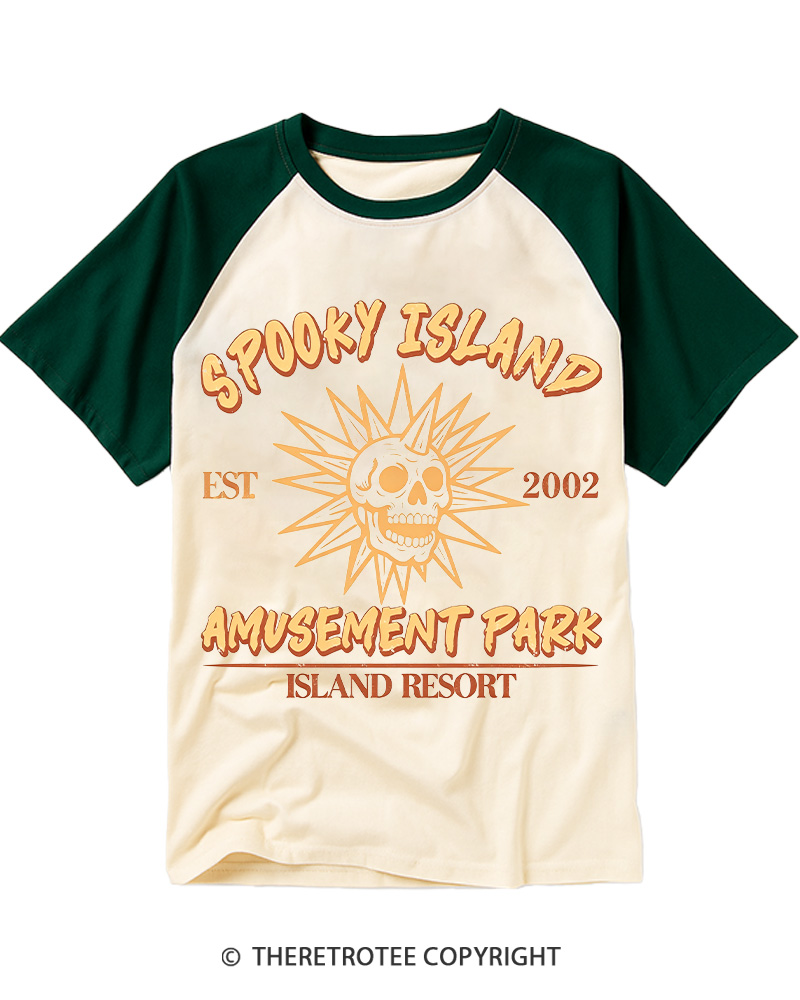 TheRetroTee Spooky Island Summer Spooky Raglan Baseball T-Shirt