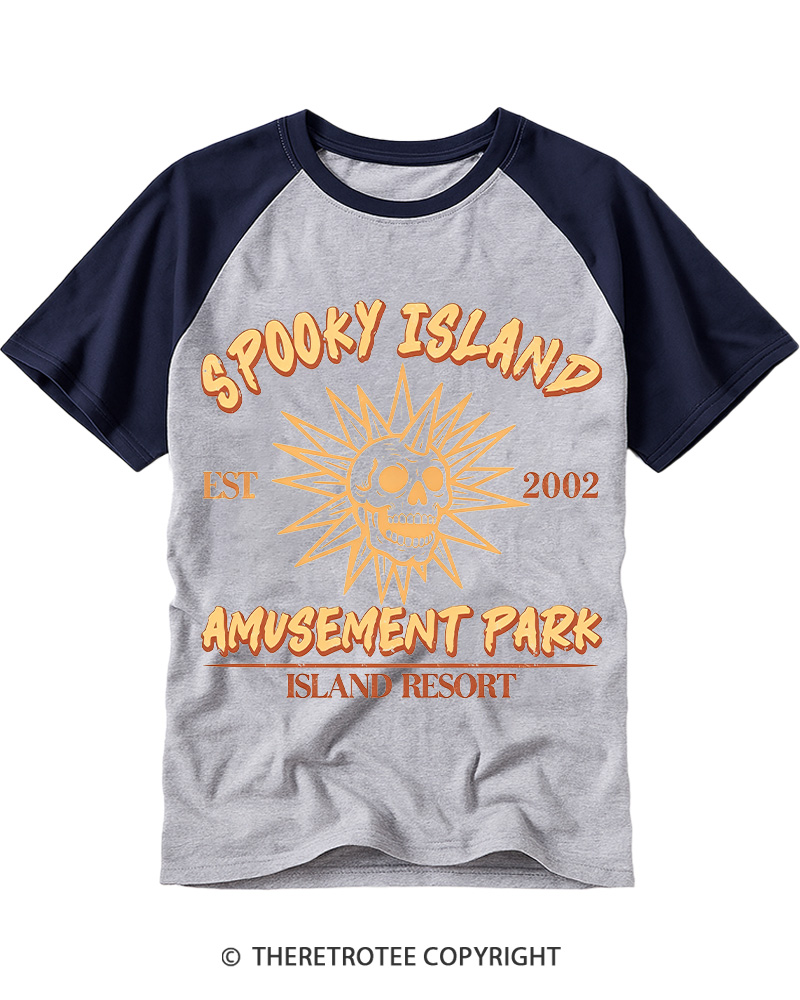 TheRetroTee Spooky Island Summer Spooky Raglan Baseball T-Shirt