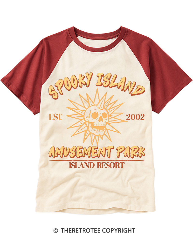 TheRetroTee Spooky Island Summer Spooky Raglan Baseball T-Shirt
