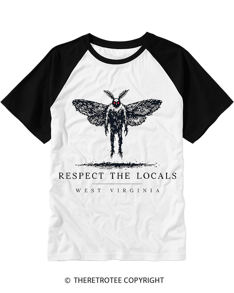 TheRetroTee West Virginia Mothman Cryptid Raglan Baseball T-Shirt