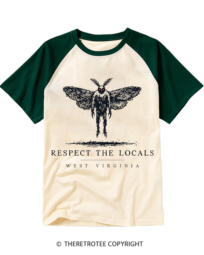TheRetroTee West Virginia Mothman Cryptid Raglan Baseball T-Shirt