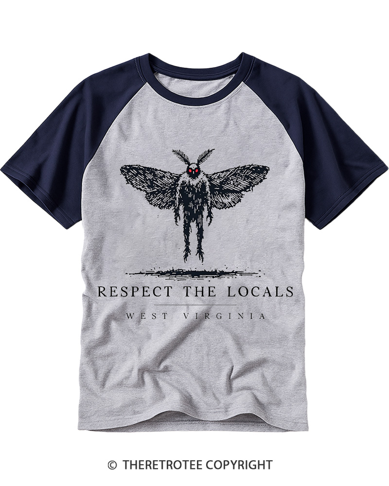 TheRetroTee West Virginia Mothman Cryptid Raglan Baseball T-Shirt