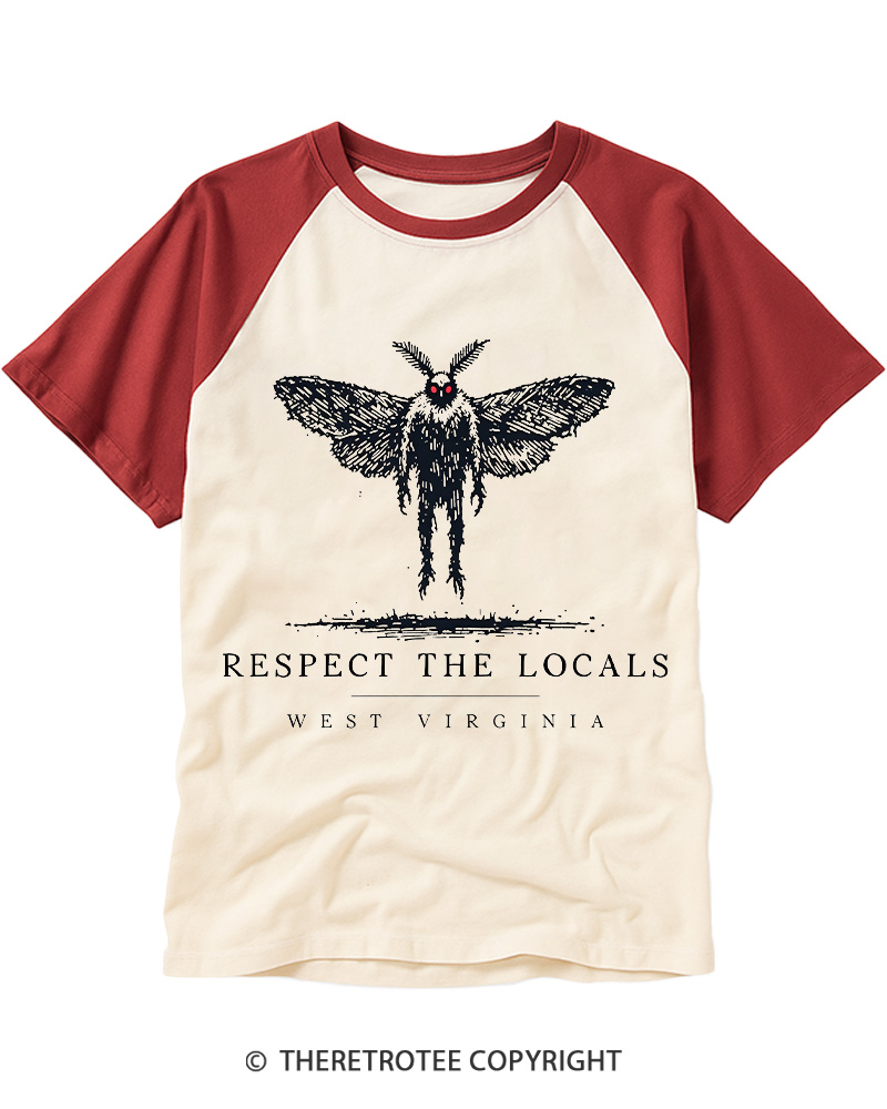 TheRetroTee West Virginia Mothman Cryptid Raglan Baseball T-Shirt