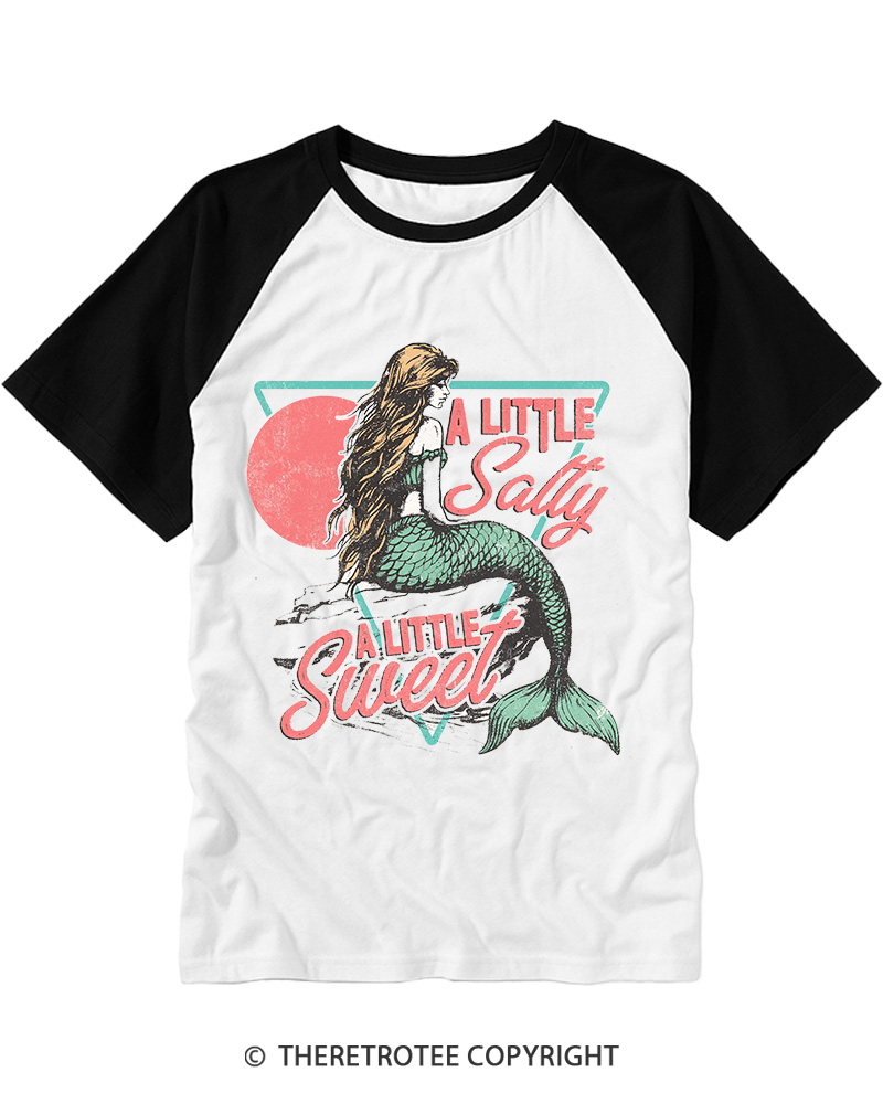 TheRetroTee A Little Salty a Little Sweet Raglan Baseball T-Shirt