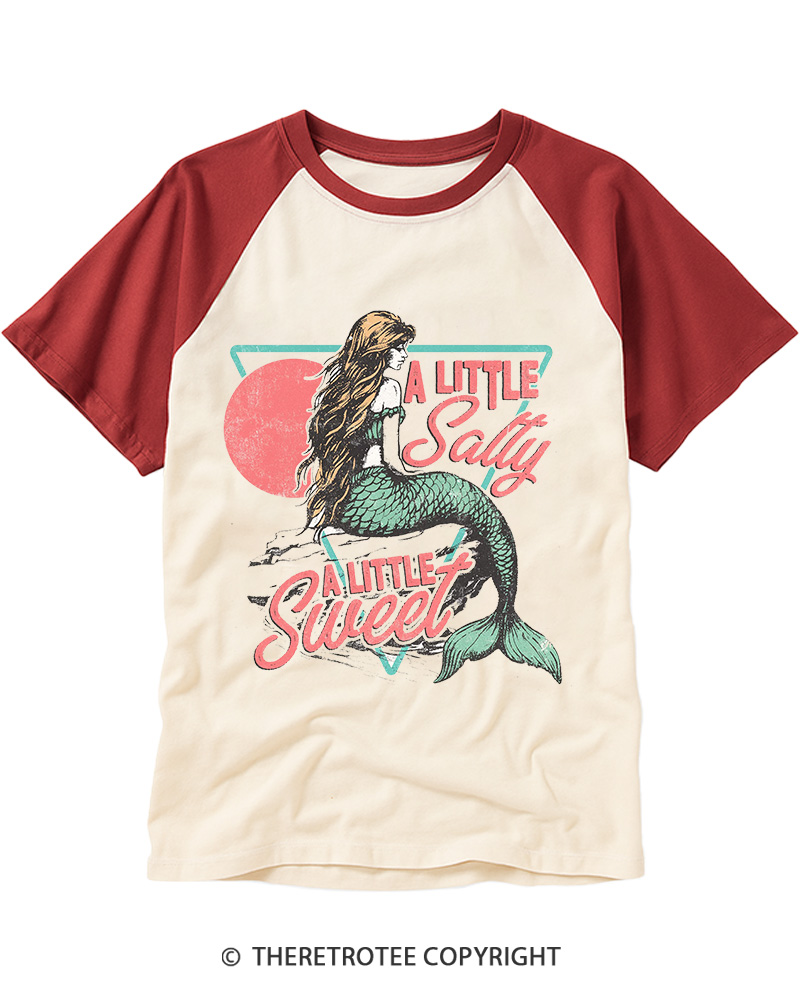 TheRetroTee A Little Salty a Little Sweet Raglan Baseball T-Shirt