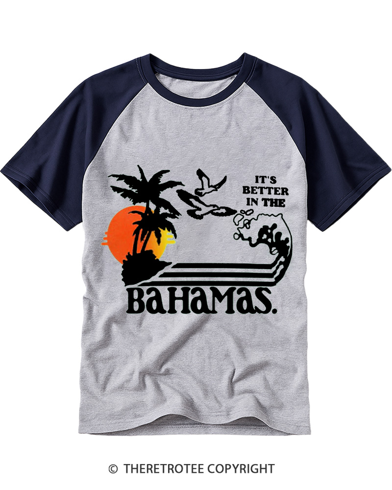 TheRetroTee It’s Better in the Bahamas 1980s Raglan Baseball T-Shirt