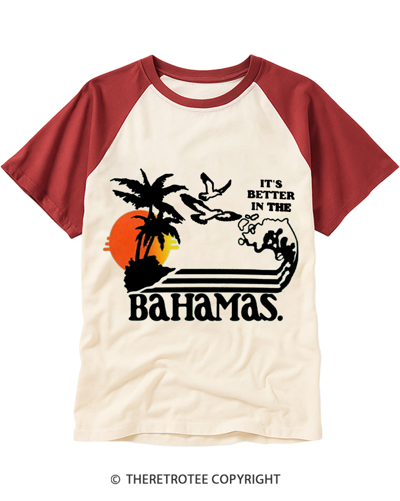 TheRetroTee It’s Better in the Bahamas 1980s Raglan Baseball T-Shirt