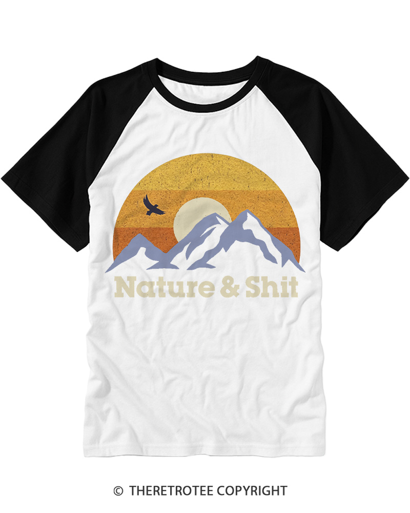 TheRetroTee Nature & Shit 1970s Raglan Baseball T-Shirt