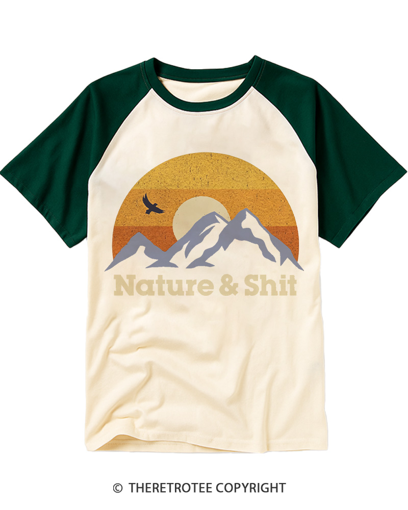 TheRetroTee Nature & Shit 1970s Raglan Baseball T-Shirt