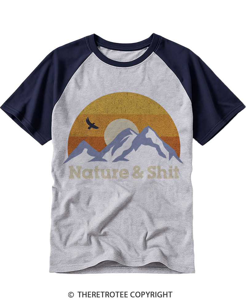 TheRetroTee Nature & Shit 1970s Raglan Baseball T-Shirt
