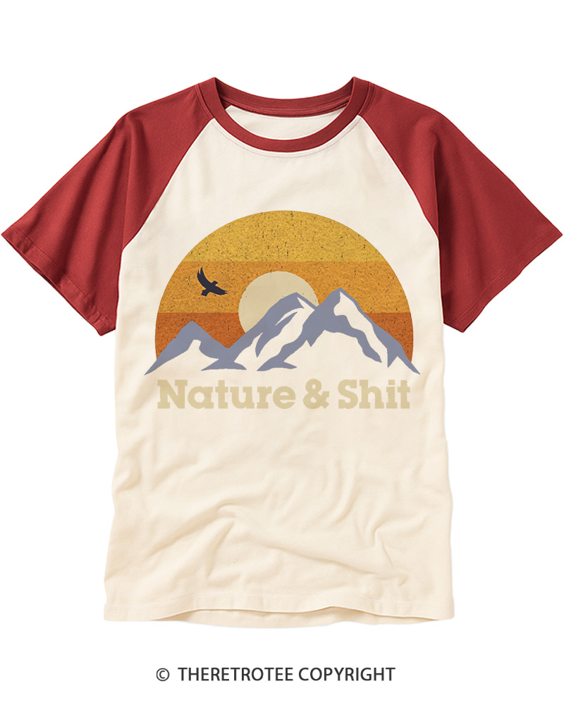 TheRetroTee Nature & Shit 1970s Raglan Baseball T-Shirt
