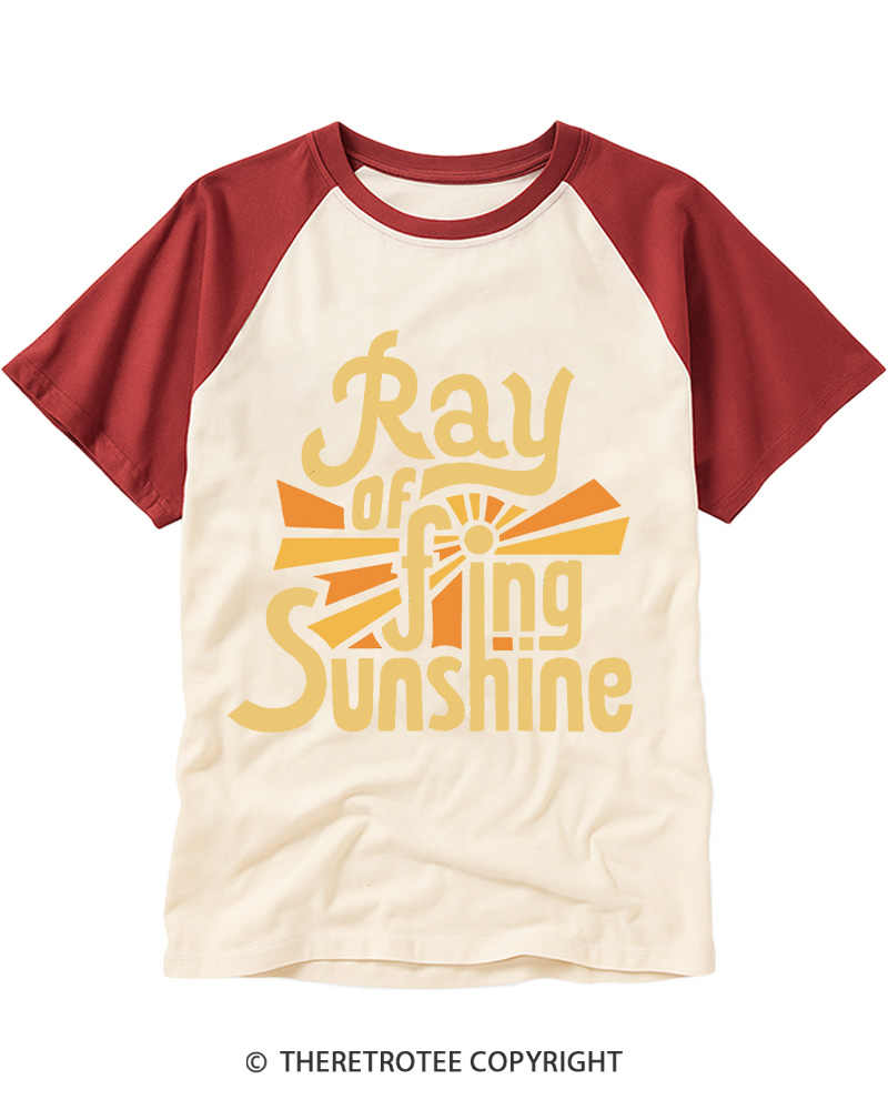 TheRetroTee Ray Of Fing Sunshine 1970s Raglan Baseball T-Shirt