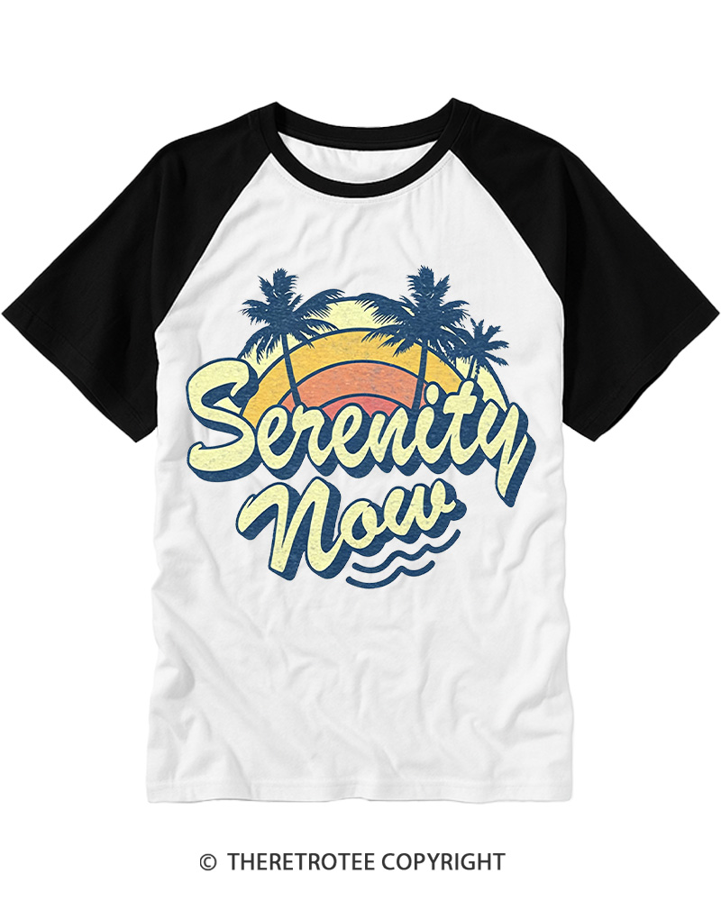 TheRetroTee Serenity Now 1980s Raglan Baseball T-Shirt