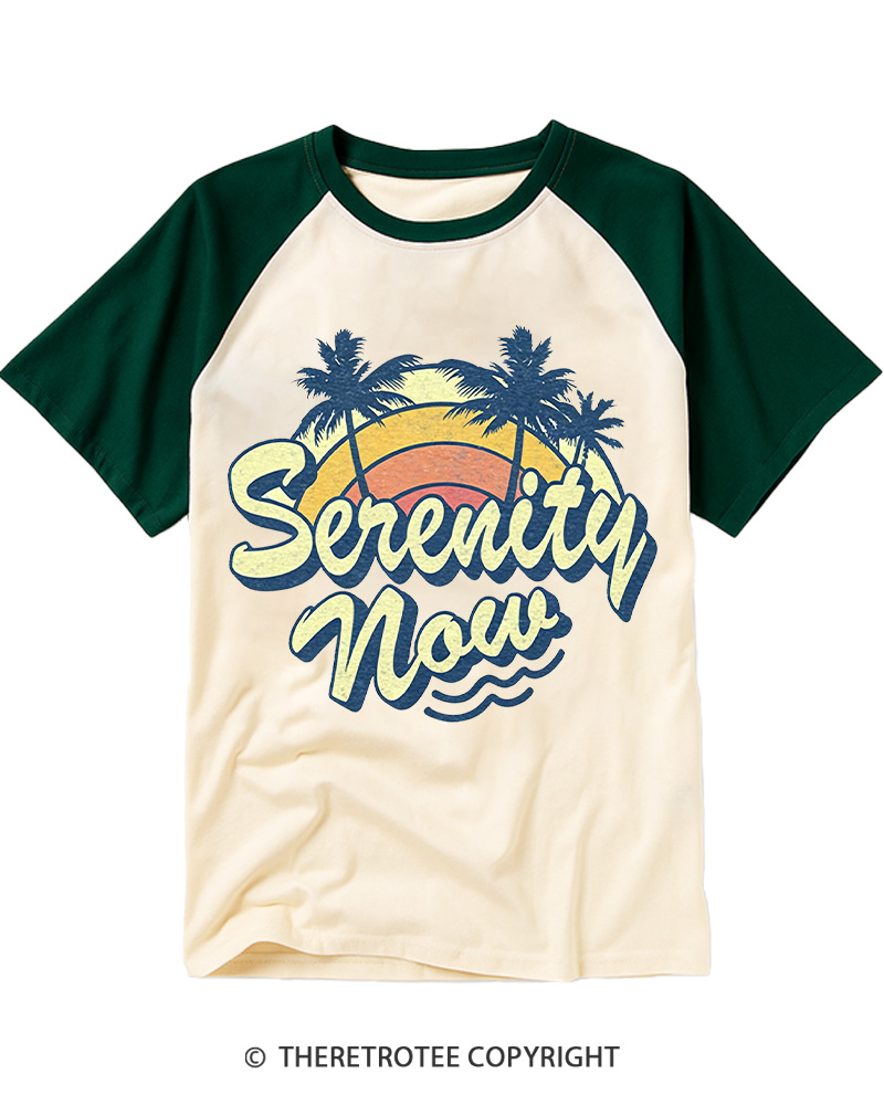 TheRetroTee Serenity Now 1980s Raglan Baseball T-Shirt