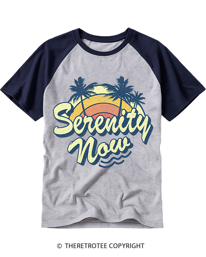 TheRetroTee Serenity Now 1980s Raglan Baseball T-Shirt