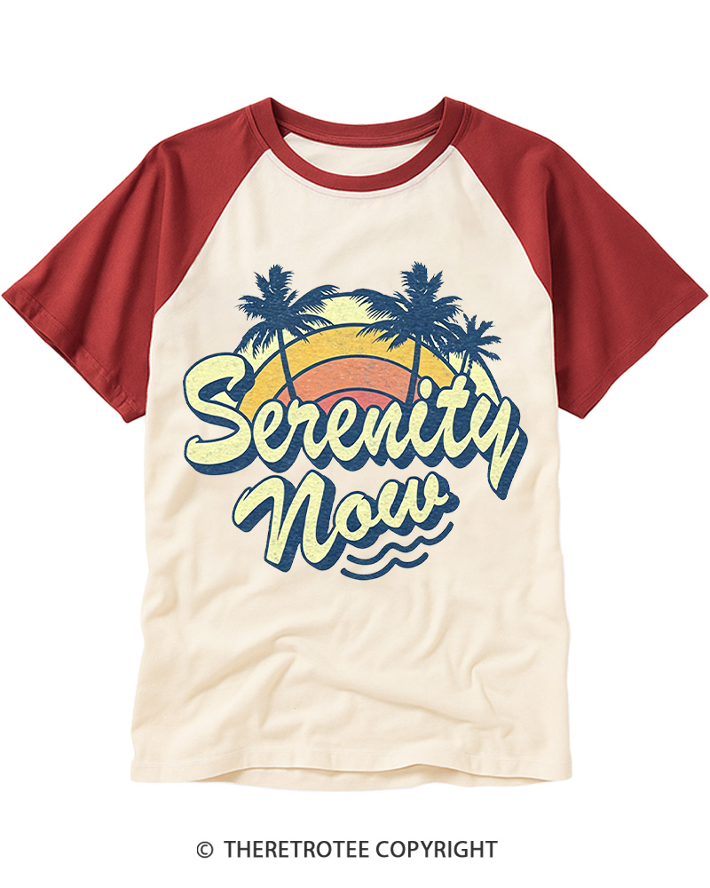 TheRetroTee Serenity Now 1980s Raglan Baseball T-Shirt