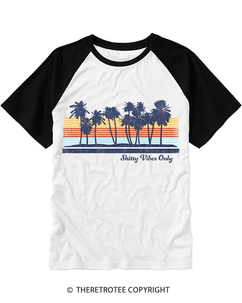 TheRetroTee Shitty Vibes Only 1980s Raglan Baseball T-Shirt