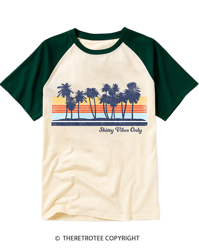 TheRetroTee Shitty Vibes Only 1980s Raglan Baseball T-Shirt
