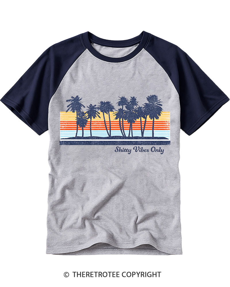 TheRetroTee Shitty Vibes Only 1980s Raglan Baseball T-Shirt