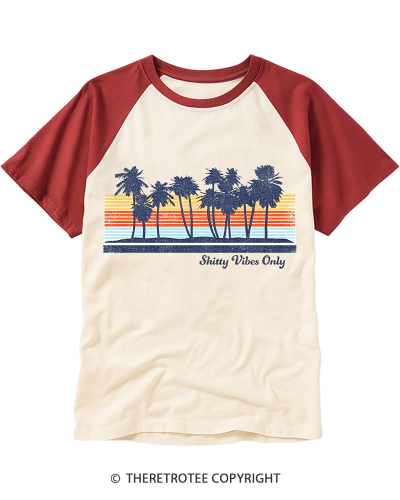 TheRetroTee Shitty Vibes Only 1980s Raglan Baseball T-Shirt