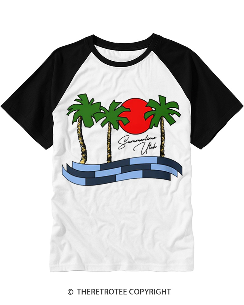 TheRetroTee Summertime Utah 1980s Raglan Baseball T-Shirt