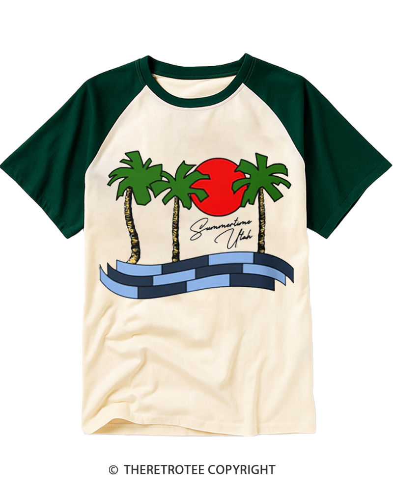 TheRetroTee Summertime Utah 1980s Raglan Baseball T-Shirt