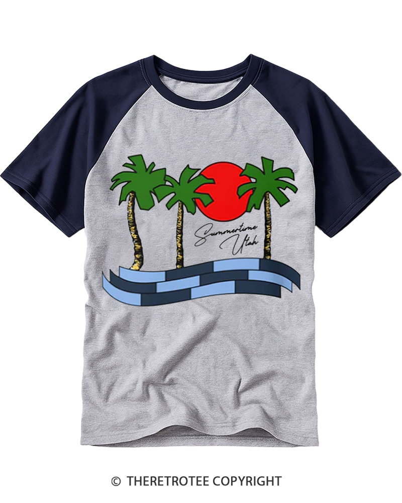 TheRetroTee Summertime Utah 1980s Raglan Baseball T-Shirt