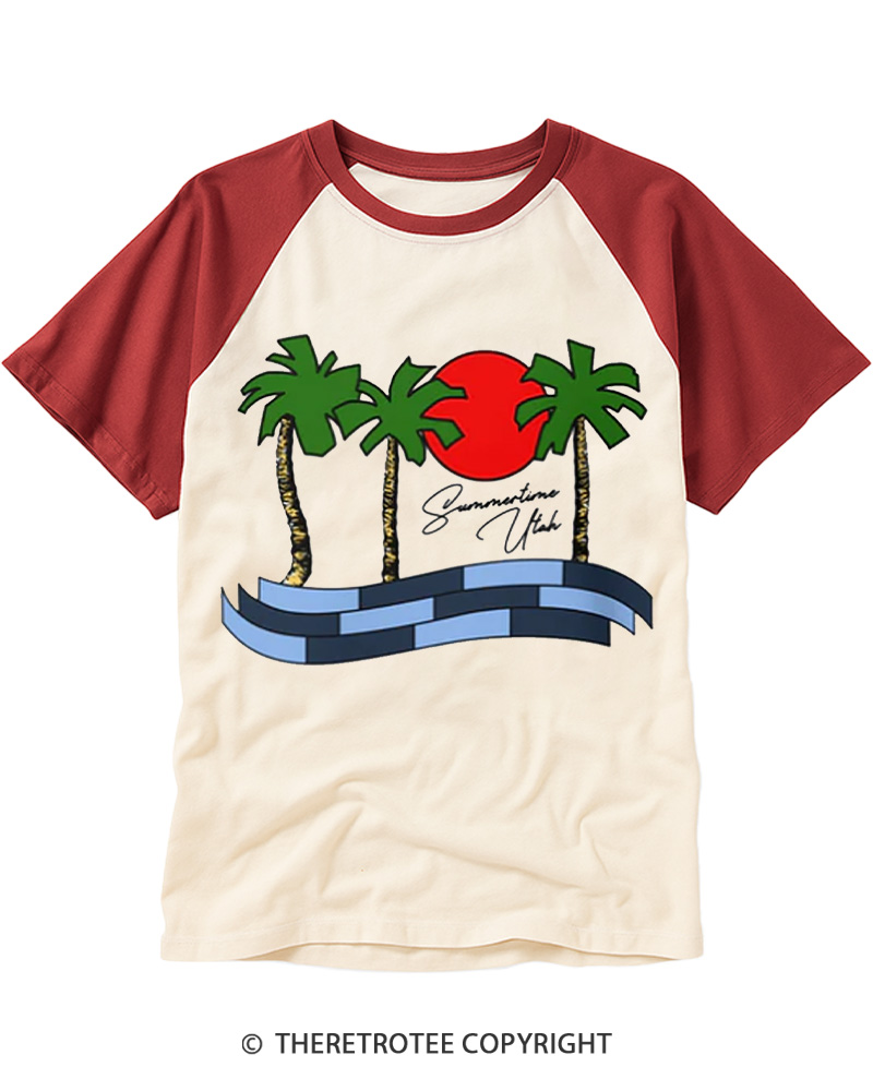 TheRetroTee Summertime Utah 1980s Raglan Baseball T-Shirt