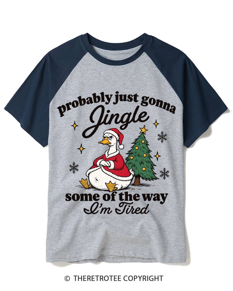 TheRetroTee Probably Just Gonna Jingle 1960s Raglan Baseball T-Shirt