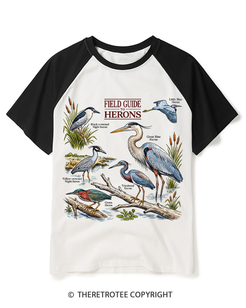 TheRetroTee Ivory Birdwatching Graphic 1990s Raglan Baseball T-Shirt