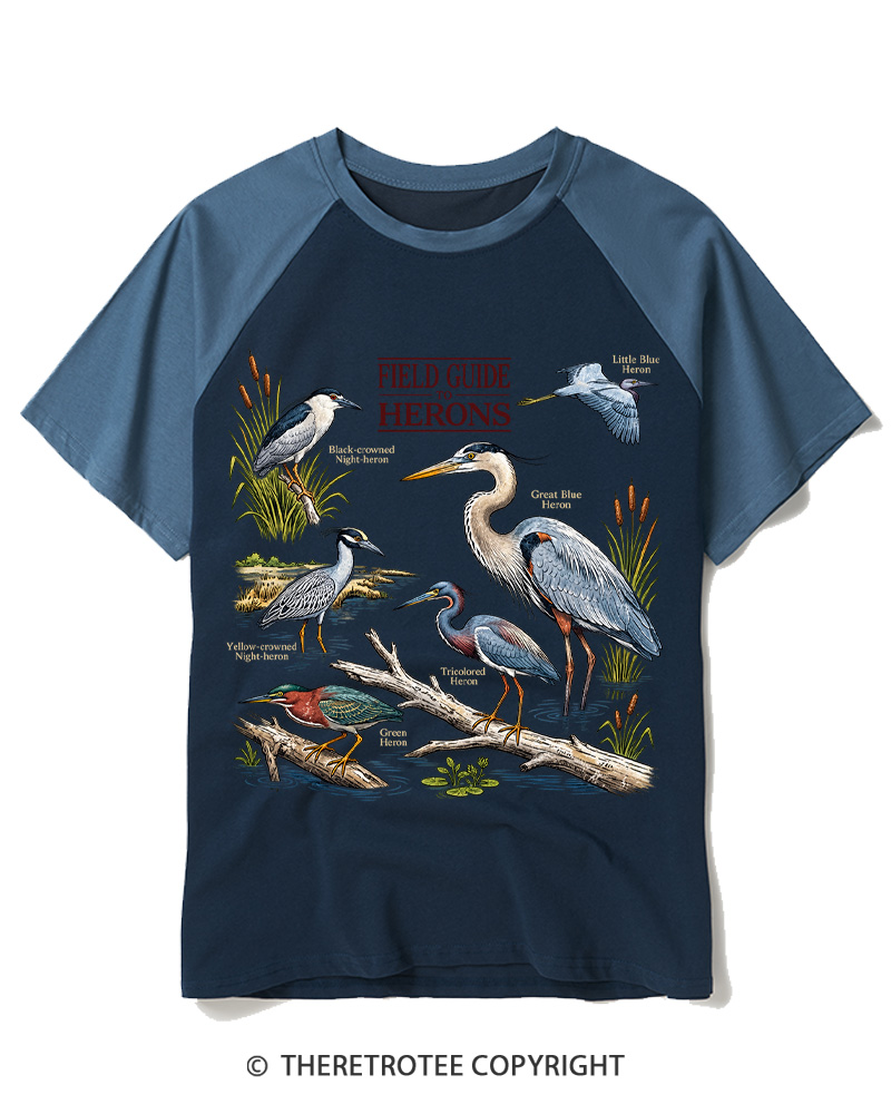 TheRetroTee Ivory Birdwatching Graphic 1990s Raglan Baseball T-Shirt