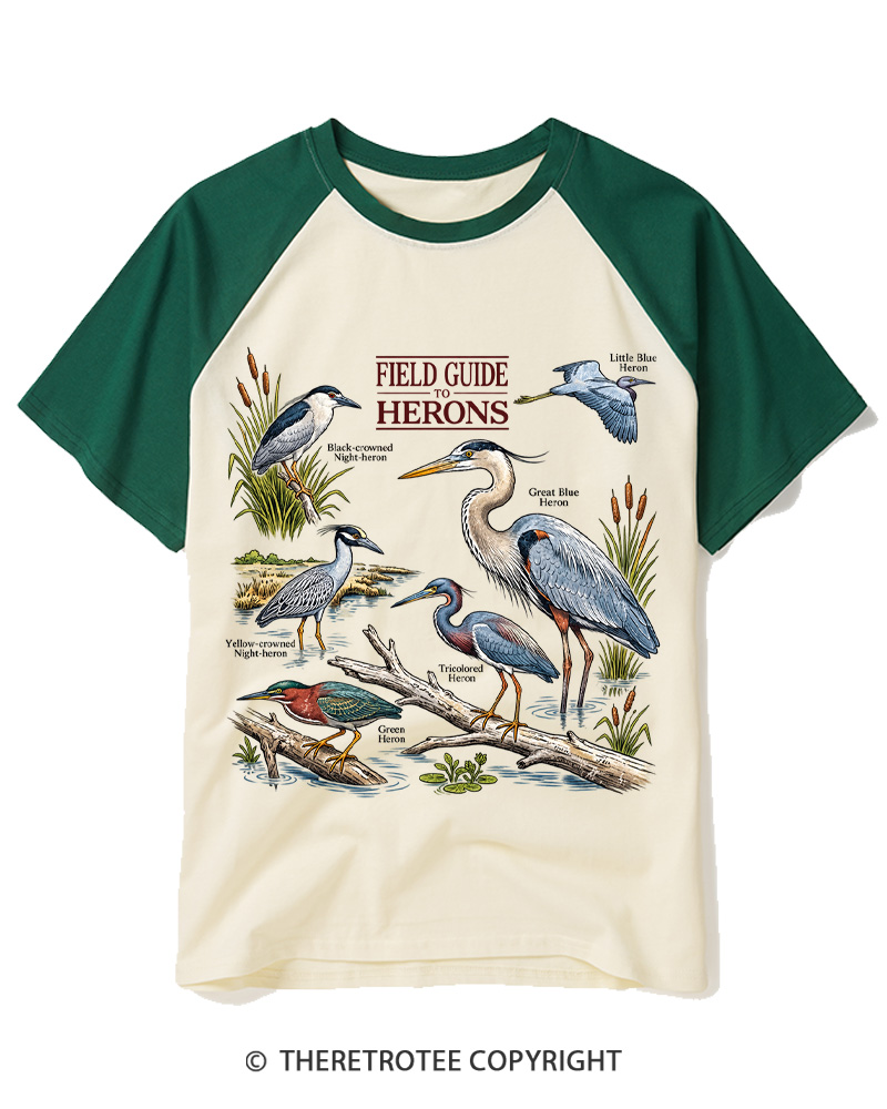 TheRetroTee Ivory Birdwatching Graphic 1990s Raglan Baseball T-Shirt