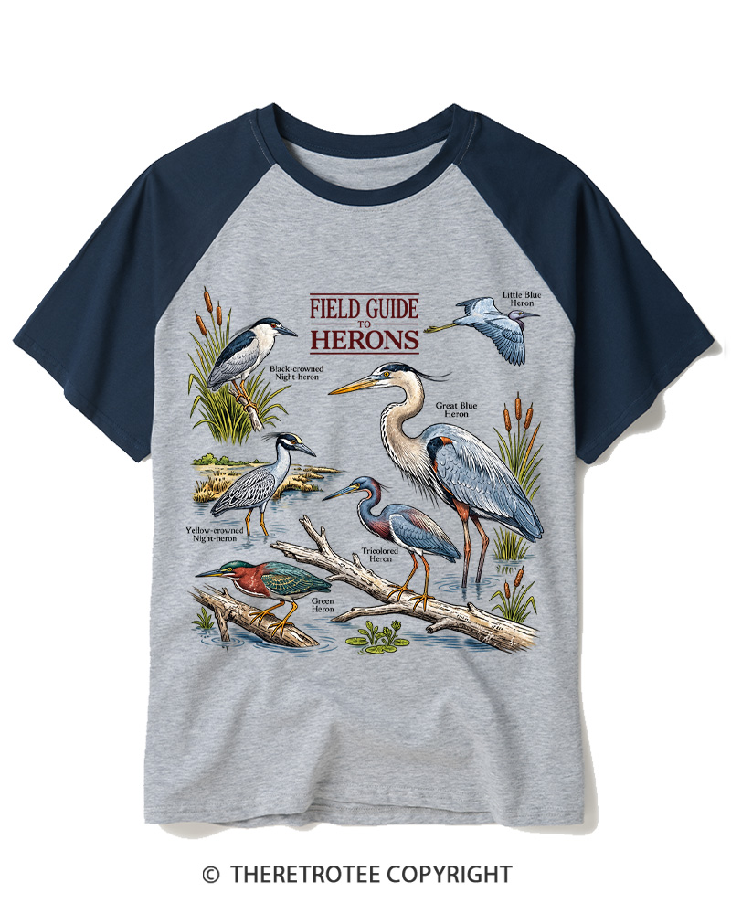 TheRetroTee Ivory Birdwatching Graphic 1990s Raglan Baseball T-Shirt