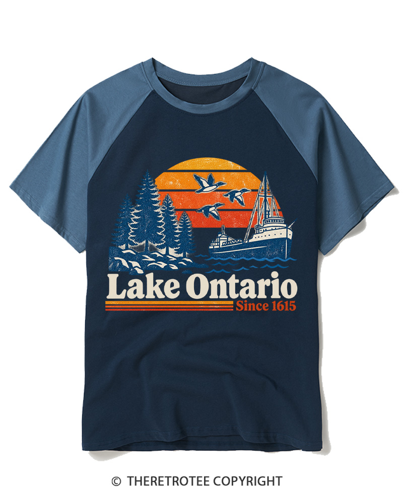 TheRetroTee Lake Ontario 1615 Raglan Baseball T-Shirt
