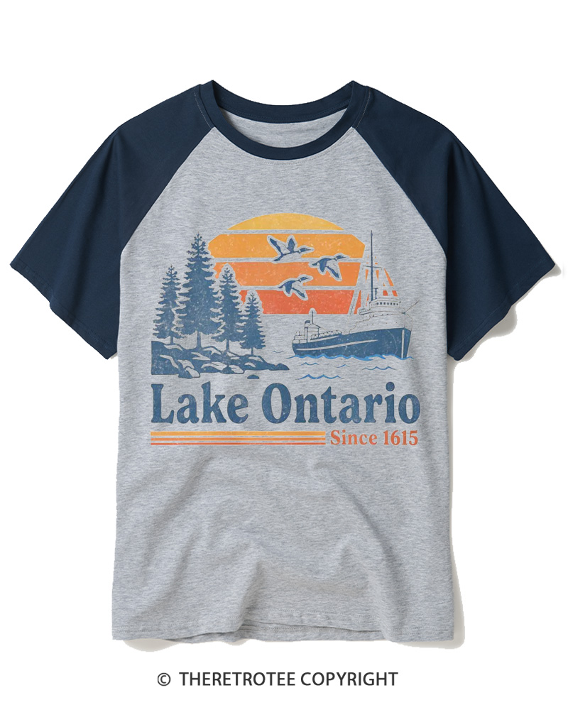 TheRetroTee Lake Ontario 1615 Raglan Baseball T-Shirt
